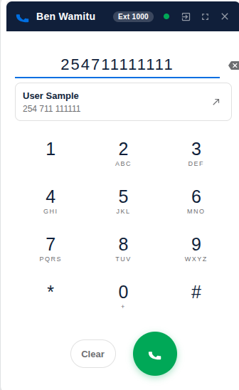 A typed number matched to a Freshworks contact before calling